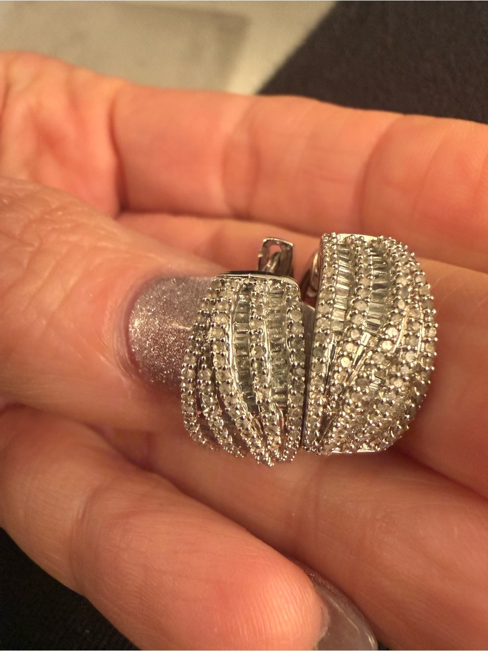 EFFY Sterling Silver 0.98 CTW Diamond Pavé Huggie Hoop Earrings